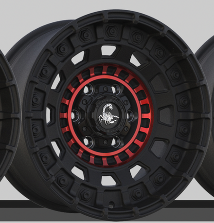 Диск колёсный кованый AGILITY FORCE UT721 R17 8,0 ET0 Matte Black W Red Ring