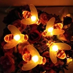 Гирлянда для улицы «Пчёлка» 3м, 20 ламп LED чёрный провод, 2 реж, IP-55, Теплый белый (солнечная батарея).