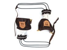 Комплект луз с выкатом RU-M2, скоба - латунь (лен, бежевая кожа, комбинированная) плетенка с логотипом