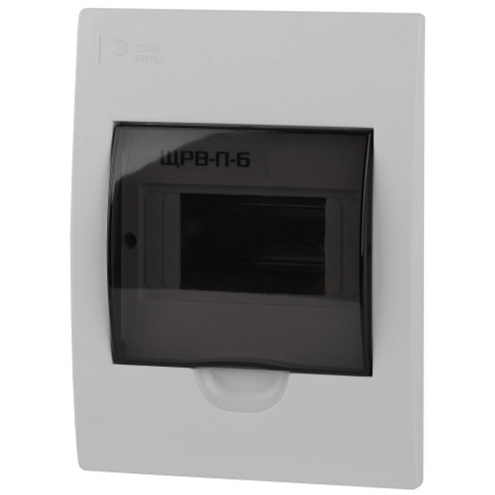 Корпус пластиковый встраиваемый ЭРА SIMPLE ЩРВ-П-06 IP41прозрачная крышка белый | Корпуса пластиковые