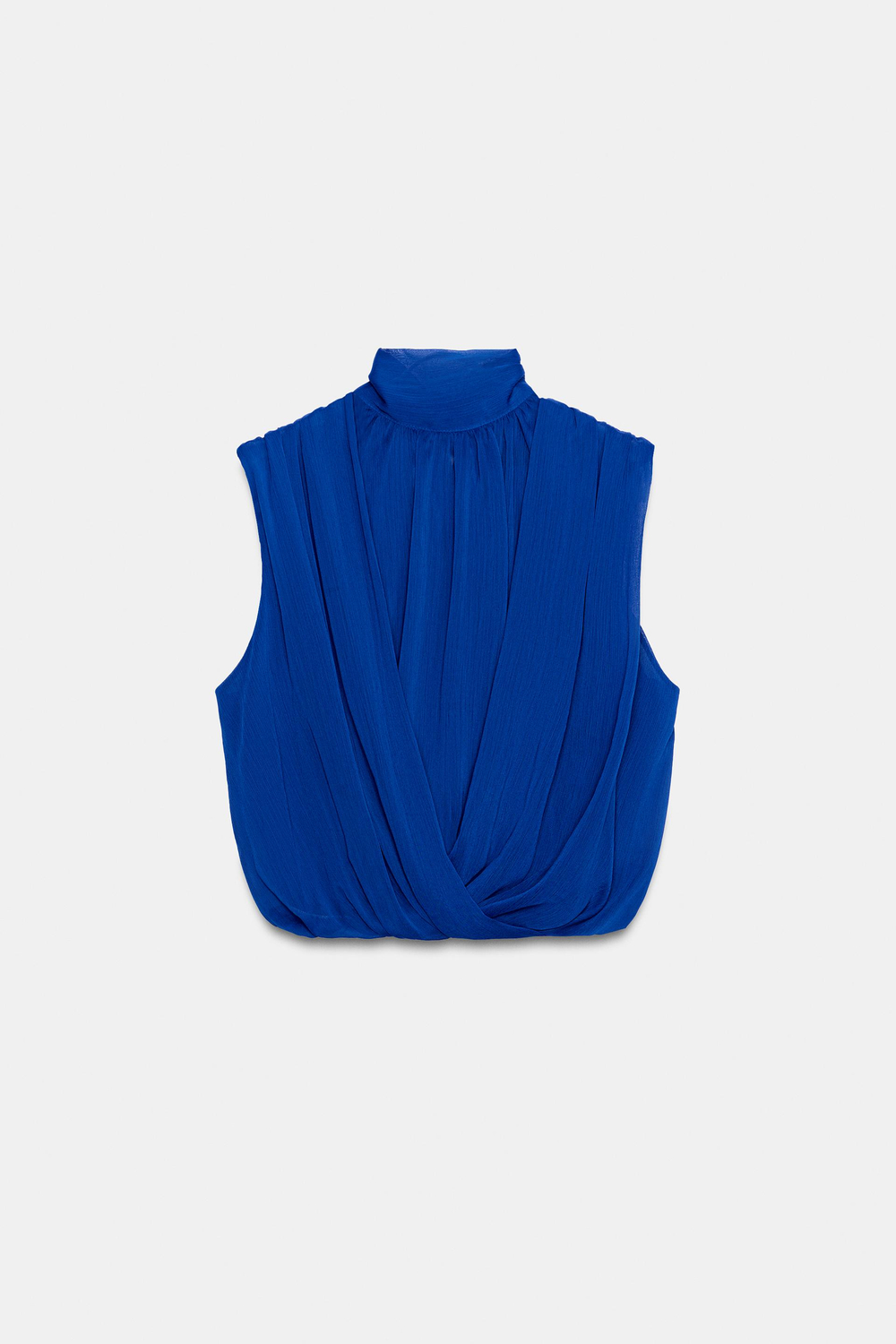 ZARA ДРАПИРОВАННЫЙ ТОП-БАЛЛОН, КОБАЛЬТОВЫЙ