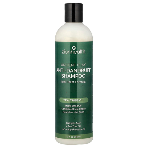 Zion Health, древняя глина, шампунь против перхоти, средство для облегчения зуда, 355 мл (12 жидк. унций)