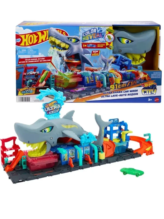 Автотрек Хот Вилс Автомойка Акула HTN82 с машинкой