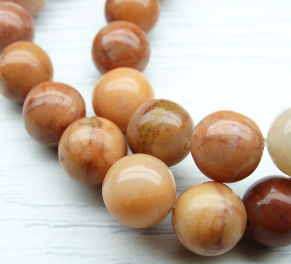 ПК093НН10 Бусины из природного камня Авантюрин персиковый, размер: 10 мм, 3 шт.