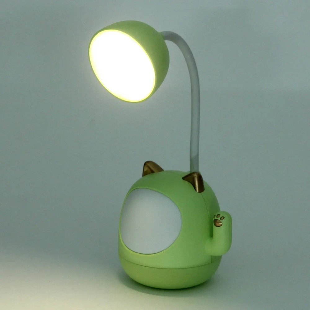Настольная лампа «Sweet - Котёнок» 9*22.5 см LED, USB 3w 5v, Зеленый