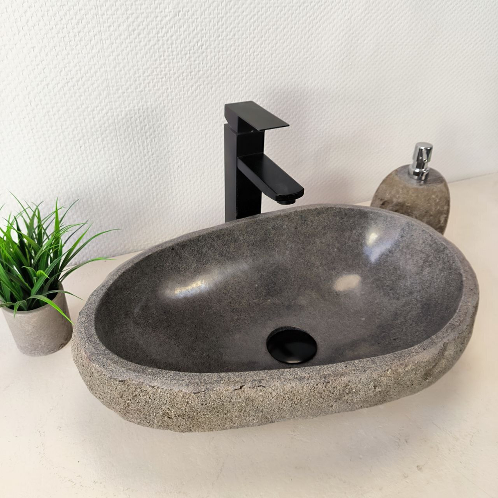 Раковина из речного камня RS-66015 51х33х15 из натурального камня