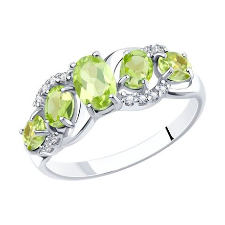 Кольцо из серебра с хризолитом