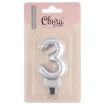 Свеча цифра "3" серебро