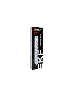 Удлинитель 5х3м IP20 2USB 2.4А+2type-C LUX 1.5кв.мм EKF UBA-LUX-503-TC