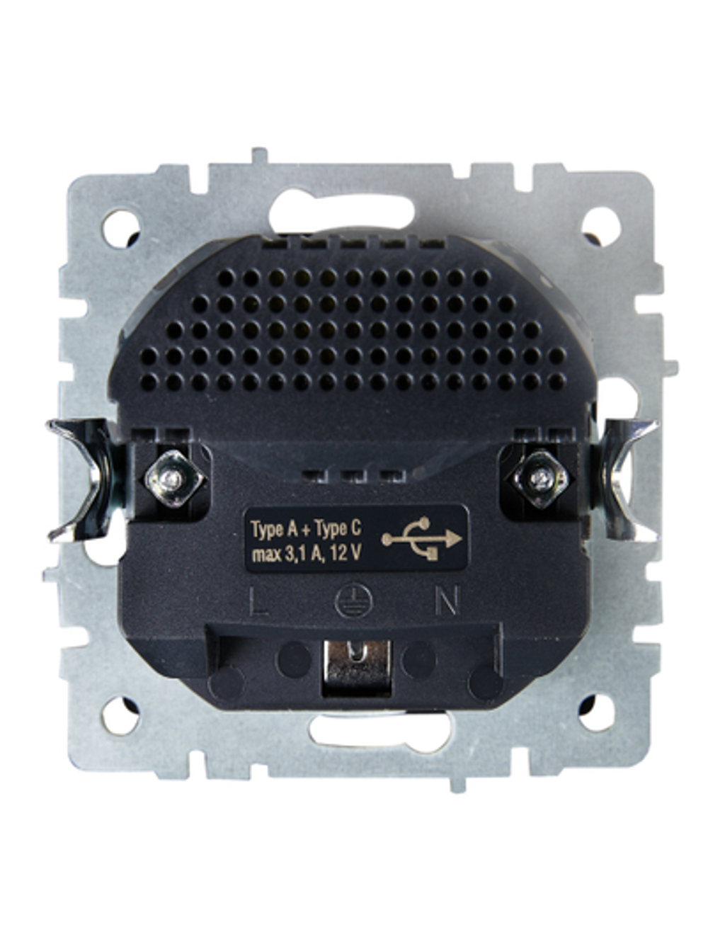 BRITE Розетка 1-местная с заземлением с защитными шторками 16А с USB A+C 18Вт РЮш11-1-БрЧ черный IEK