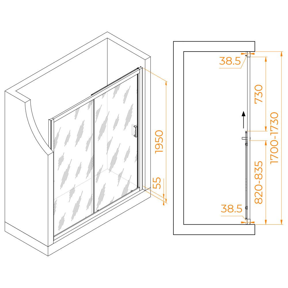 Душевая дверь RGW PA-016 (Матовое-Сатинат, 1700)