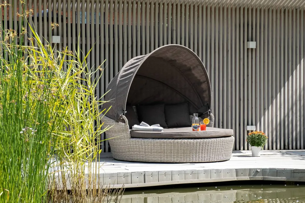 "Стильяно" плетеная кровать круглая, цвет бежевый