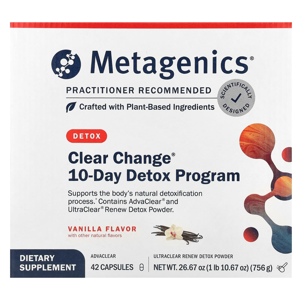 Metagenics, Clear Change®, 10-дневная программа детоксикации, ваниль, набор из 4 предметов