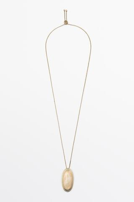 Massimo Dutti Колье с овальной подвеской из кварца, золотистый