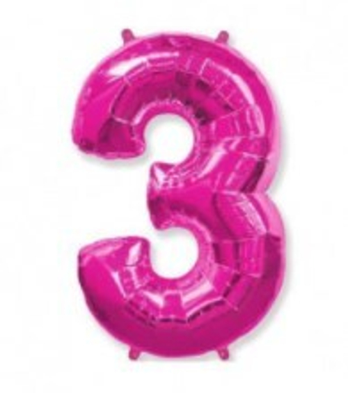 Шар цифра №3 Розовый