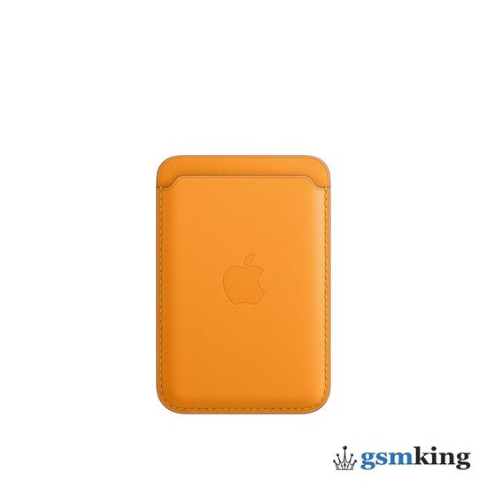 Leather Wallet MagSafe for iPhone California Poppy «Золотой апельсин»