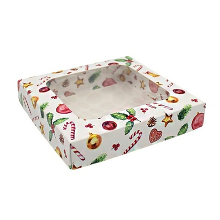 Коробка для пряников и печенья "Новогодняя" 15х15х3 см