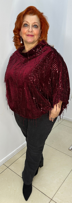 Нарядный блузон-туника с блестящими пайетками