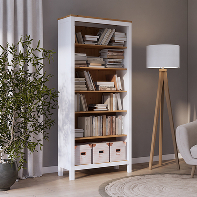 Стеллаж Хемнэс/Кымор, 90х198х37см, белый/светло-коричневый