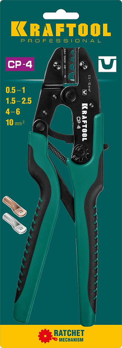 KRAFTOOL CP-4, 0.5 - 10 мм2, для медных наконечников и гильз, пресс-клещи (45461-4)