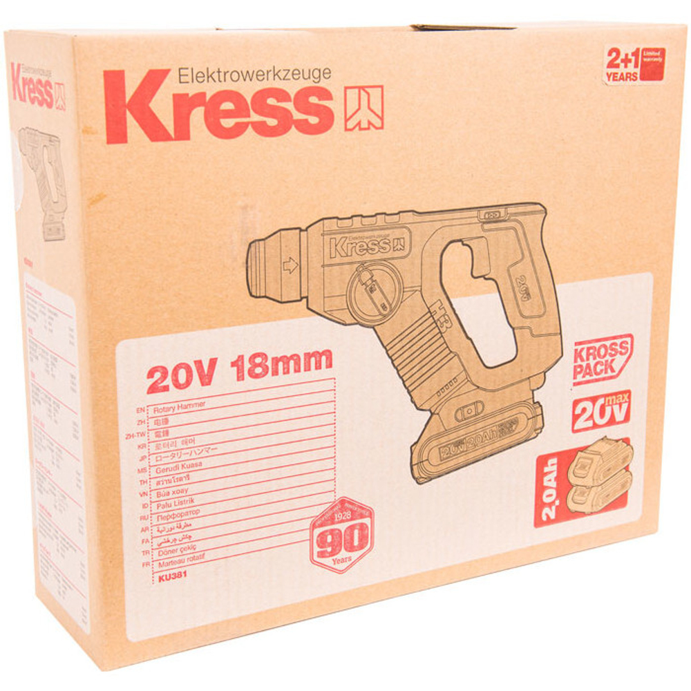 Перфоратор KRESS KU381 20V 2,0Ач кейс