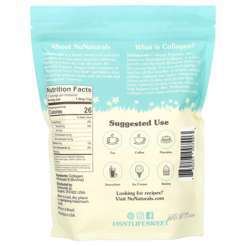 NuNaturals, Пептиды коллагена, 397 г (14 унций)