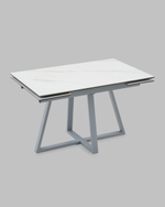 Стол Керас 120-180/80/75 столешница МДФ16/керамика Snow white подстолье металл серый