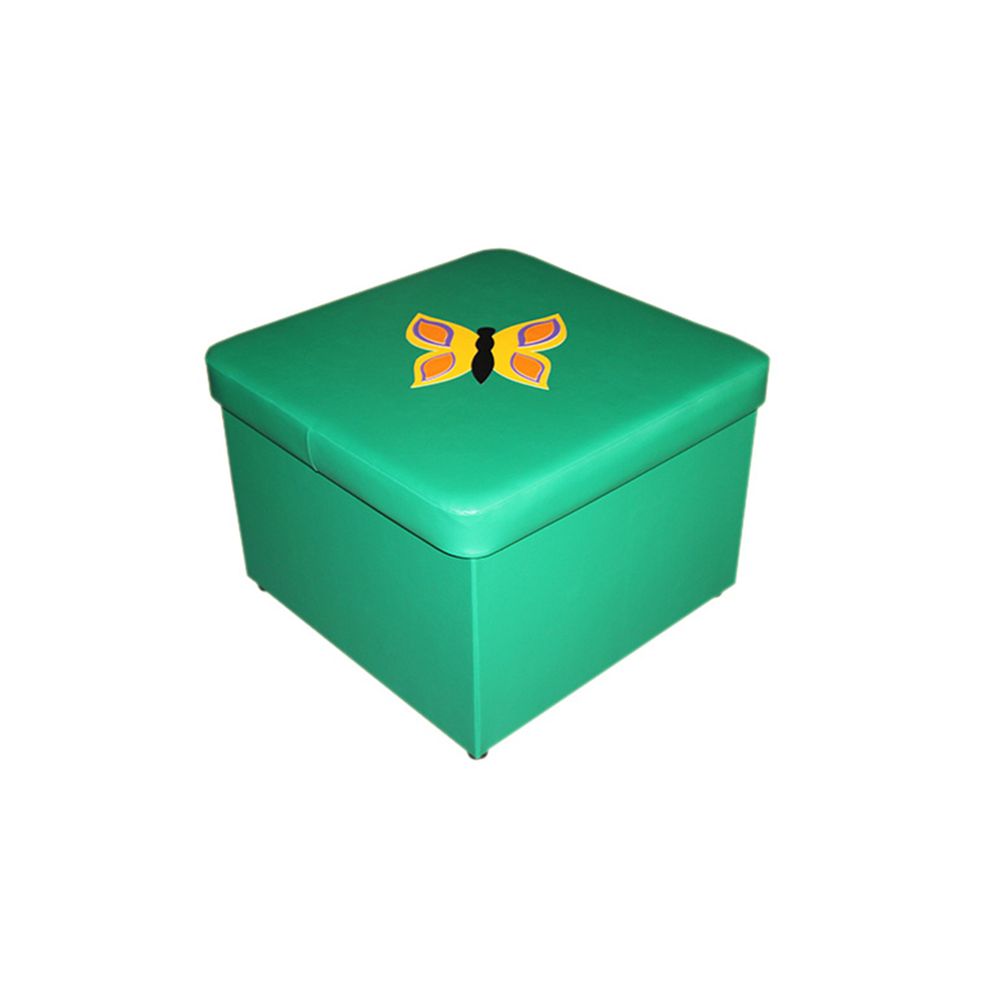Пуф с аппликацией квадратный (с ящиком для игрушек) зеленый