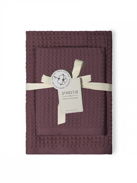 Набор полотенец вафельных 2шт DeNASTIA для бани/сауны 300gsm 70x140/50x90, 100% хлопок, марсала