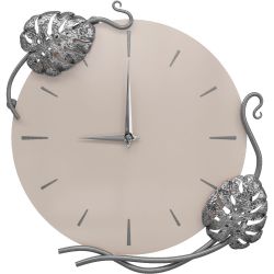 Часы настенные Monstera Deliciosa (Монстера) Колор Серый агат Сильвер