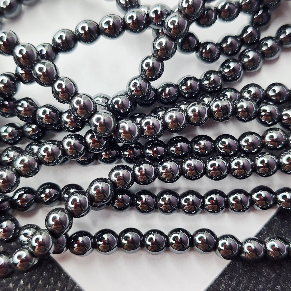 Бусины, гематит, гематин, шарик, р-р 4мм, цена за нить 39 см