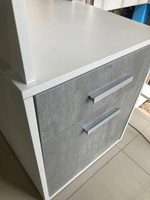 Стол комп Лайф белый/бетон