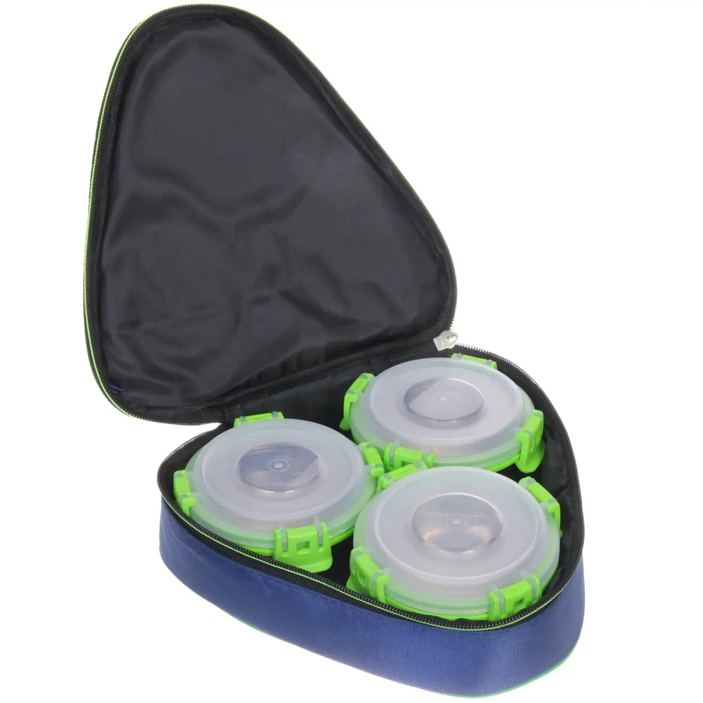 Набор Ланч-бокс 3шт 10*6см из нержавеющей стали с пластиковой крышкой в чехле