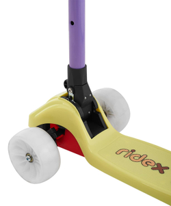 БЕЗ УПАКОВКИ Самокат 3-х колесный Juicy R, 120/80 мм, желтый/фиолетовый