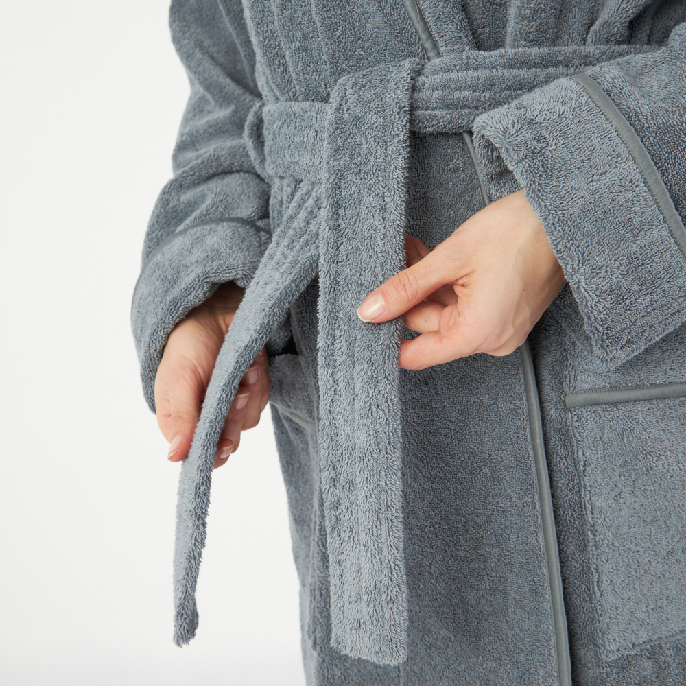 Халат махровый с шалькой Claire Batiste Atelier Roma Brio стальной серый