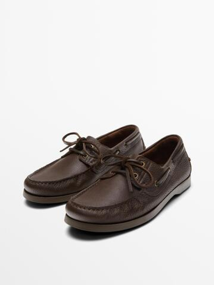 Massimo Dutti Кожаные лодочные туфли, коричневый