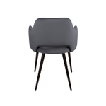 Стул William с подлокотниками, бархат серый 27/ черный конус