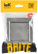 BRITE Выключатель 2-клавишный 10А в сборе ВСР10-2-0-БрС сталь IEK