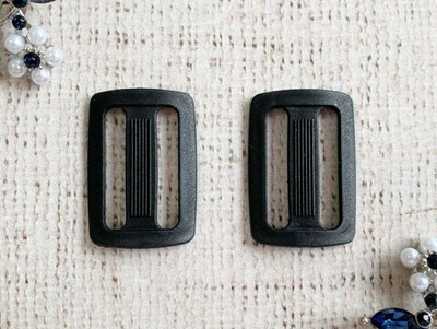 Пряжка двухщелевая усиленная РОМ пластик, 5 см, чёрный