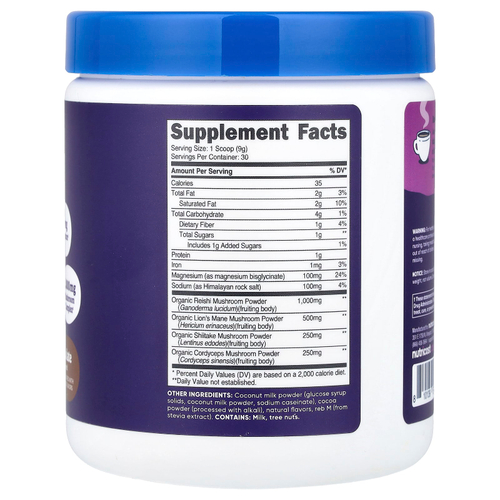 Nutricost, NutriZen™ Unwind, адаптогенный грибной напиток, со вкусом шоколада, 258 г (9,2 унции)