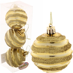 Новогодние шары 6 см (набор 3 шт) «Сказочное сияние», золото