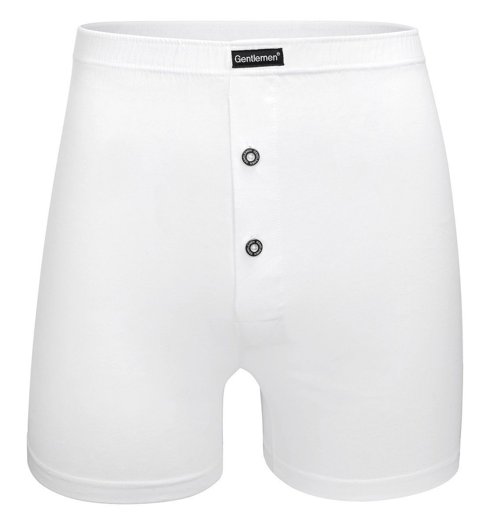 Мужские хлопковые трусы-боксеры с застежкой на две пуговицы (Размер: 5X) (Цвет: белый)