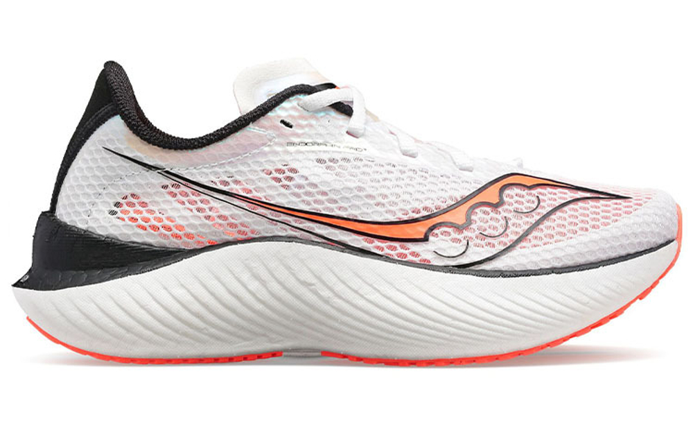 Saucony elite cushioning fabric shock absorption, non-slip, wear-resistant, lightweight, low-cut carbon board marathon running shoes women's white, black, orange and red