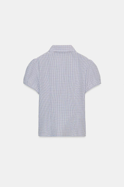 ZARA РУБАШКА В КЛЕТКУ ИЗ ЭЛАСТИЧНОГО ПОПЛИНА, КОРИЧНЕВО-СИНИЙ