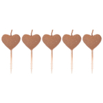 Свечи на пиках «Сердечки» в цвете розовое золото 8 см, 5 шт