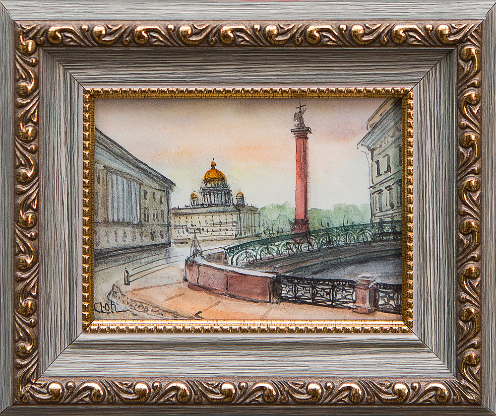 Картина акварелью "Певческий мост" Лопухова