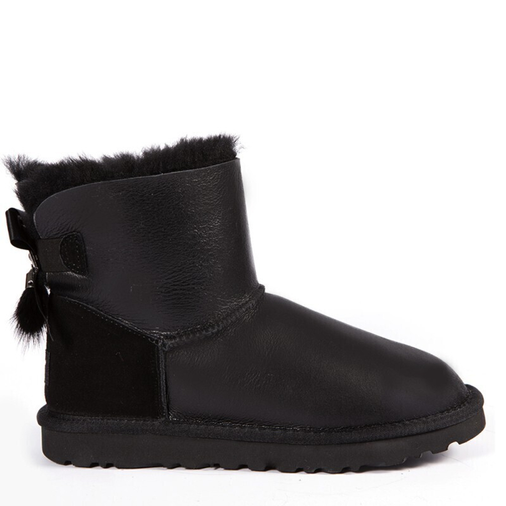 Угги Mini Bailey Bow Fur Brush Metallic Boot Black