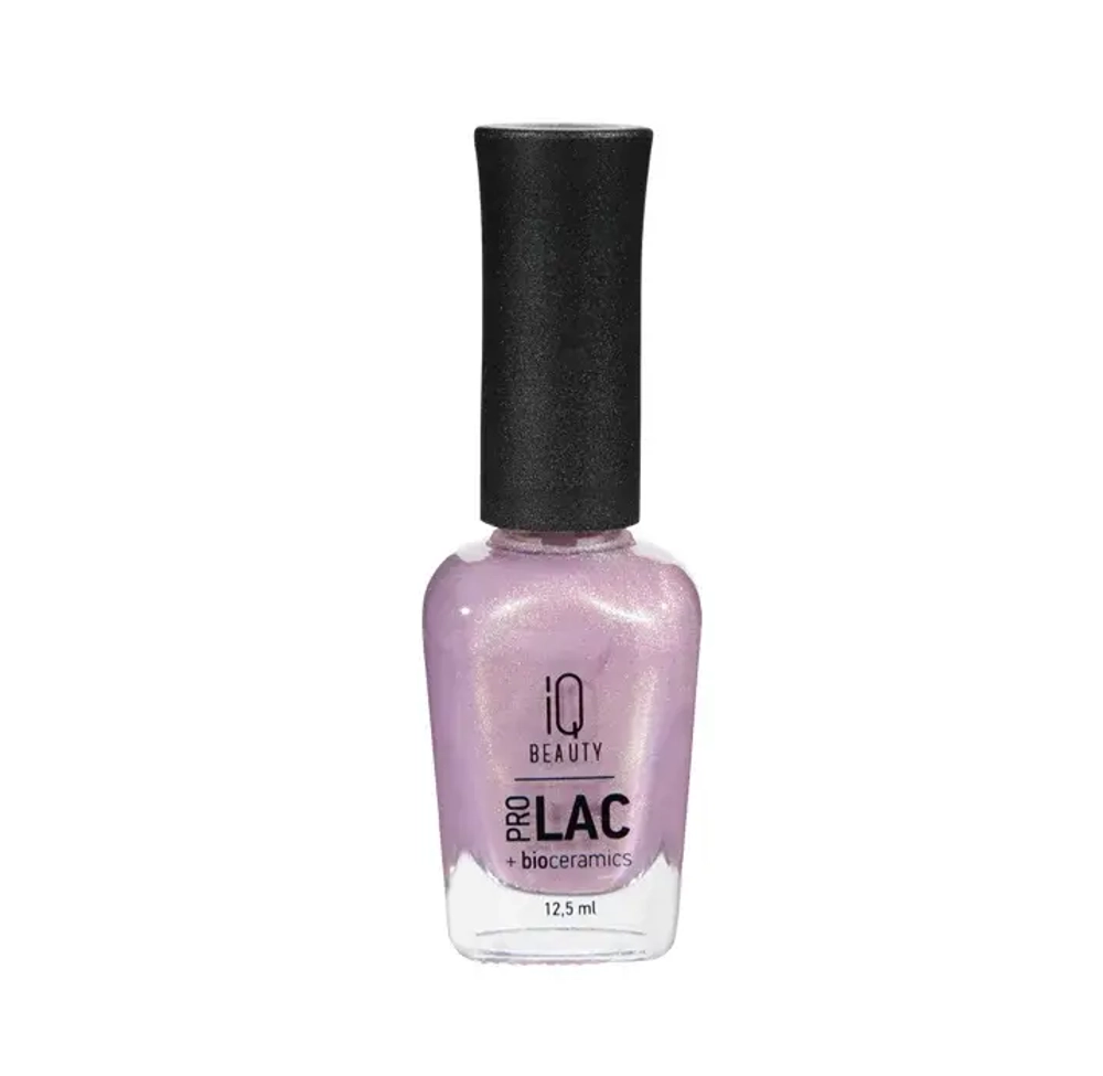 IQ Beauty Лак для ногтей профессиональный укрепляющий с биокерамикой #049, 12.5 мл Розовый, с мелким шиммером с голографическим эффектом