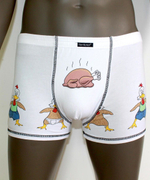 Мужские трусы-боксеры с принтом в виде ощипанных курочек (Размер: XXL) (Цвет: белый)