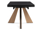Керамический стол Woodville Шаннон 180(240)х90х79 черный мрамор, дуб монтана, ножки натуральные
